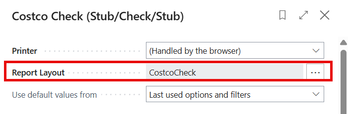 Report Layout Default selection